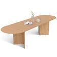 ID MARKET - Table à manger extensible ovale MARTHE 6-12 personnes bois façon hêtre 200-300 cm - vignette