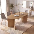 ID MARKET - Table à manger extensible ovale MARTHE 6-12 personnes bois façon hêtre 200-300 cm - vignette