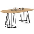 ID MARKET - Table à manger extensible ronde YUNA 4-10 personnes bois et noir 110 - 200 cm - vignette
