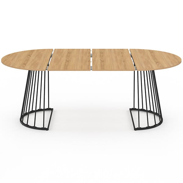 ID MARKET - Table à manger extensible ronde YUNA 4-10 personnes bois et noir 110 - 200 cm - large