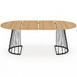 ID MARKET - Table à manger extensible ronde YUNA 4-10 personnes bois et noir 110 - 200 cm - vignette