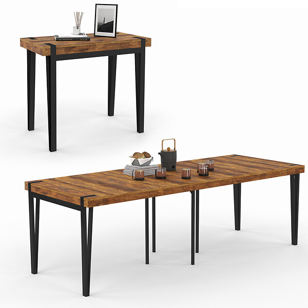 ID MARKET - Table console extensible AUSTRIA 10 personnes 235 cm design industriel - large