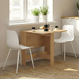 ID MARKET - Table console pliable JULIETTE 2-4 personnes lattes tasseaux de bois coloris chêne 103 x 76 cm - vignette
