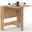 ID MARKET - Table console pliable JULIETTE 2-4 personnes lattes tasseaux de bois coloris chêne 103 x 76 cm - vignette