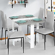 ID MARKET - Table console pliable EDI 2-4 personnes blanche plateau effet béton 103 x 76 cm - vignette