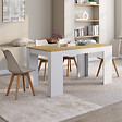 ID MARKET - Table console extensible ORLANDO 6 personnes 140 cm bois blanc et façon hêtre - vignette