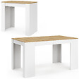 ID MARKET - Table console extensible ORLANDO 6 personnes 140 cm bois blanc et façon hêtre - vignette