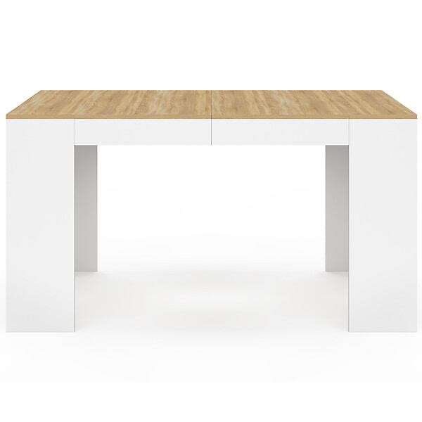ID MARKET - Table console extensible ORLANDO 6 personnes 140 cm bois blanc et façon hêtre - large