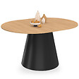 ID MARKET - Table à manger ronde extensible ANGELE 4-8 personnes bois effet hêtre et pied noir 110-150 cm - vignette