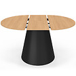 ID MARKET - Table à manger ronde extensible ANGELE 4-8 personnes bois effet hêtre et pied noir 110-150 cm - vignette