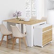ID MARKET - Table buffet extensible ORLANDO 6 personnes 140 cm bois blanc façon hêtre - vignette