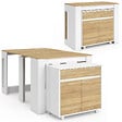 ID MARKET - Table buffet extensible ORLANDO 6 personnes 140 cm bois blanc façon hêtre - vignette