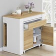 ID MARKET - Table buffet extensible ORLANDO 6 personnes 140 cm bois blanc façon hêtre - vignette