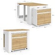 ID MARKET - Table buffet extensible ORLANDO 6 personnes 140 cm bois blanc façon hêtre - vignette