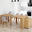 ID MARKET - Table buffet extensible JULIETTE 10 personnes 235 cm effet lattes tasseau bois coloris chêne - vignette