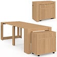 ID MARKET - Table buffet extensible JULIETTE 10 personnes 235 cm effet lattes tasseau bois coloris chêne - vignette