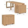 ID MARKET - Table buffet extensible JULIETTE 10 personnes 235 cm effet lattes tasseau bois coloris chêne - vignette