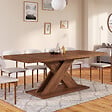 ID MARKET - Table à manger extensible rectangle ALICIA 6-10 personnes noyer 160-200 cm - vignette