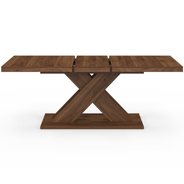 ID MARKET - Table à manger extensible rectangle ALICIA 6-10 personnes noyer 160-200 cm - large
