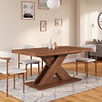 ID MARKET - Table à manger extensible rectangle ALICIA 6-10 personnes noyer 160-200 cm - vignette