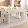 ID MARKET - Table à manger extensible rectangulaire arrondie CAPUCINE 6-10 personnes 4 pieds design arrondi façon travertin 160-200 cm - vignette