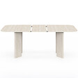ID MARKET - Table à manger extensible rectangulaire arrondie CAPUCINE 6-10 personnes 4 pieds design arrondi façon travertin 160-200 cm - vignette