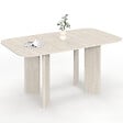 ID MARKET - Table à manger extensible rectangulaire arrondie CAPUCINE 6-10 personnes 4 pieds design arrondi façon travertin 160-200 cm - vignette