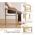 ID MARKET - Ensemble table à manger extensible ronde CARMEN 4-8 personnes pied lattes 110 - 150 cm et 4 chaises ESMA effet bois et bouclette - vignette