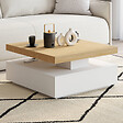 ID MARKET - Table basse carrée pivotante THEA 70 cm bois et blanc - vignette