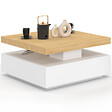 ID MARKET - Table basse carrée pivotante THEA 70 cm bois et blanc - vignette