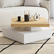 ID MARKET - Table basse carrée pivotante THEA 70 cm bois et blanc - vignette