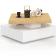 ID MARKET - Table basse carrée pivotante THEA 70 cm bois et blanc - vignette