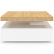 ID MARKET - Table basse carrée pivotante THEA 70 cm bois et blanc - vignette