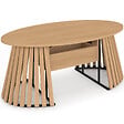 ID MARKET - Table basse plateau relevable ovale CARMEN 110 cm pieds bois en lattes et plateau bois - vignette
