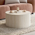 ID MARKET - Table basse ronde NOVA 70 cm bois effet travertin - vignette