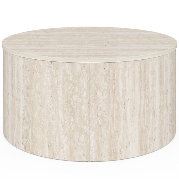 ID MARKET - Table basse ronde NOVA 70 cm bois effet travertin - large