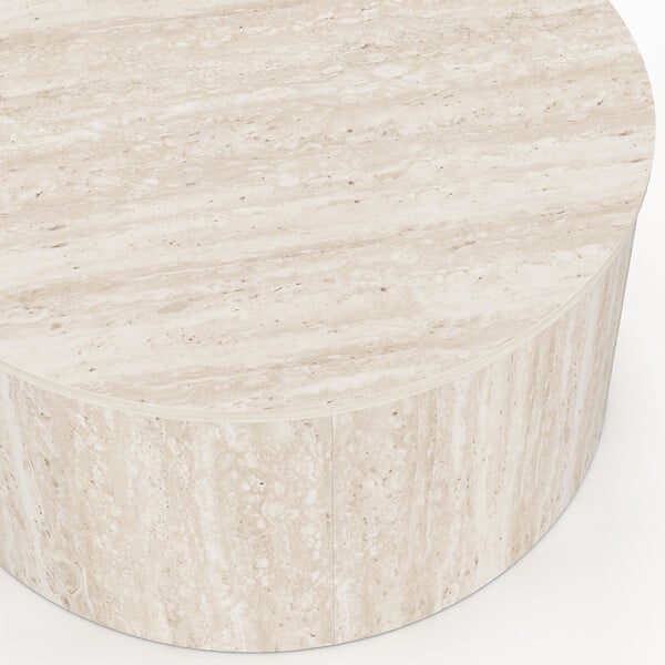 ID MARKET - Table basse ronde NOVA 70 cm bois effet travertin - large