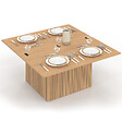 ID MARKET - Table basse plateau relevable rectangulaire convertible en table à manger JULIETTE 100 cm effet lattes tasseau bois - vignette