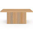 ID MARKET - Table basse plateau relevable rectangulaire convertible en table à manger JULIETTE 100 cm effet lattes tasseau bois - vignette