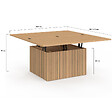 ID MARKET - Table basse plateau relevable rectangulaire convertible en table à manger JULIETTE 100 cm effet lattes tasseau bois - vignette