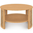 ID MARKET - Table basse ronde EDHEN 70 cm effet cannage naturel et bois - vignette