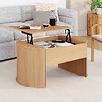 ID MARKET - Table basse ovale plateau relevable DIVIA 100 cm bois façon hêtre design arrondi - vignette