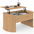 ID MARKET - Table basse ovale plateau relevable DIVIA 100 cm bois façon hêtre design arrondi - vignette