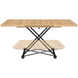 ID MARKET - Table basse extensible relevable en table à manger rectangulaire ALTURA 100-160 cm bois et noir design industriel - vignette