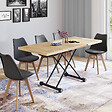 ID MARKET - Table basse extensible relevable en table à manger rectangulaire ALTURA 100-160 cm bois et noir design industriel - vignette