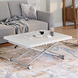ID MARKET - Table basse extensible relevable en table à manger rectangulaire ALTURA 100-160 cm plateau blanc pied gris chromé - vignette