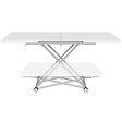ID MARKET - Table basse extensible relevable en table à manger rectangulaire ALTURA 100-160 cm plateau blanc pied gris chromé - vignette