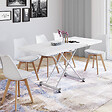 ID MARKET - Table basse extensible relevable en table à manger rectangulaire ALTURA 100-160 cm plateau blanc pied gris chromé - vignette