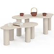 ID MARKET - Lot de 2 tables basses gigognes ORGANIQUE 80/110 cm bois beige - vignette