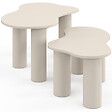 ID MARKET - Lot de 2 tables basses gigognes ORGANIQUE 80/110 cm bois beige - vignette